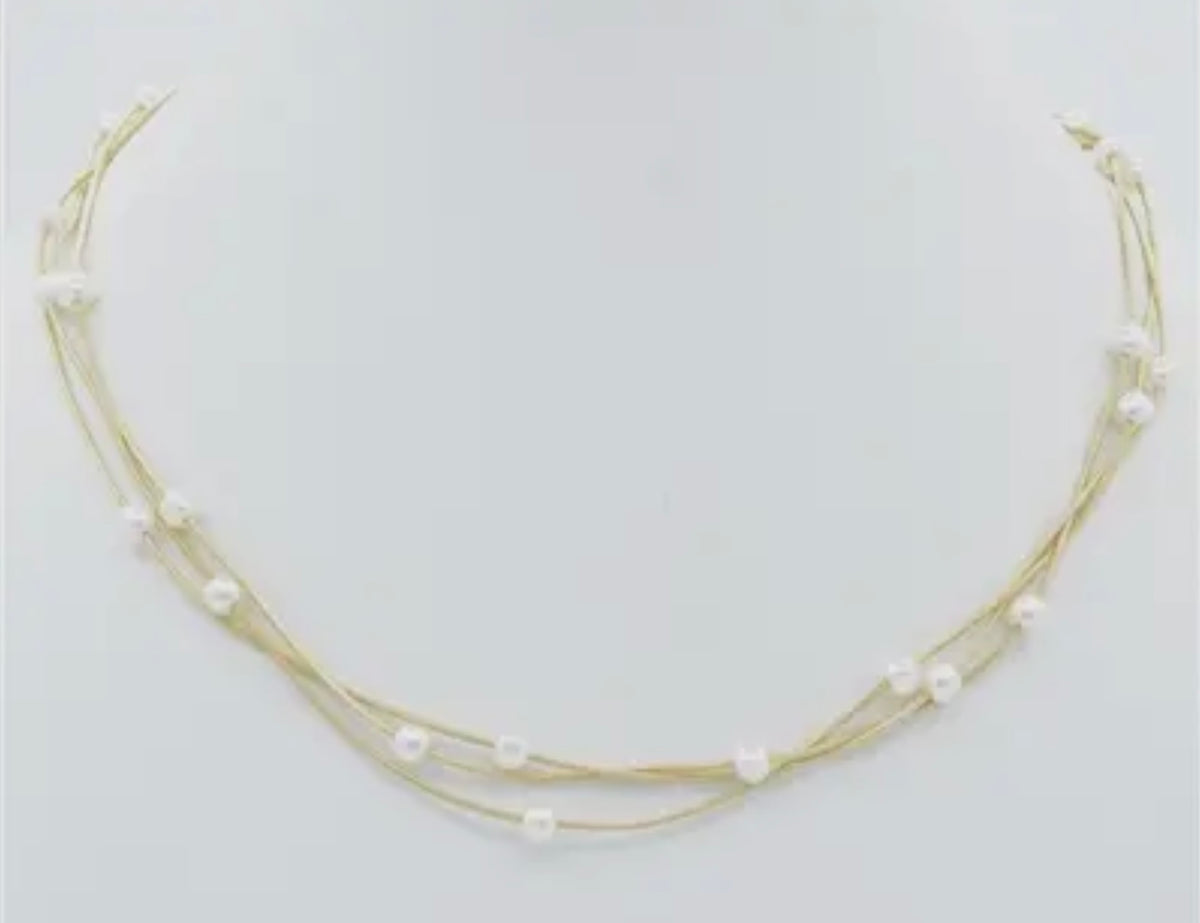 Triple Layered Twist Pearl Necklace