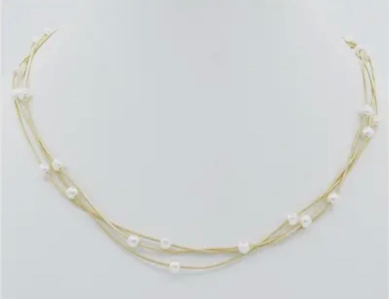 Triple Layered Twist Pearl Necklace