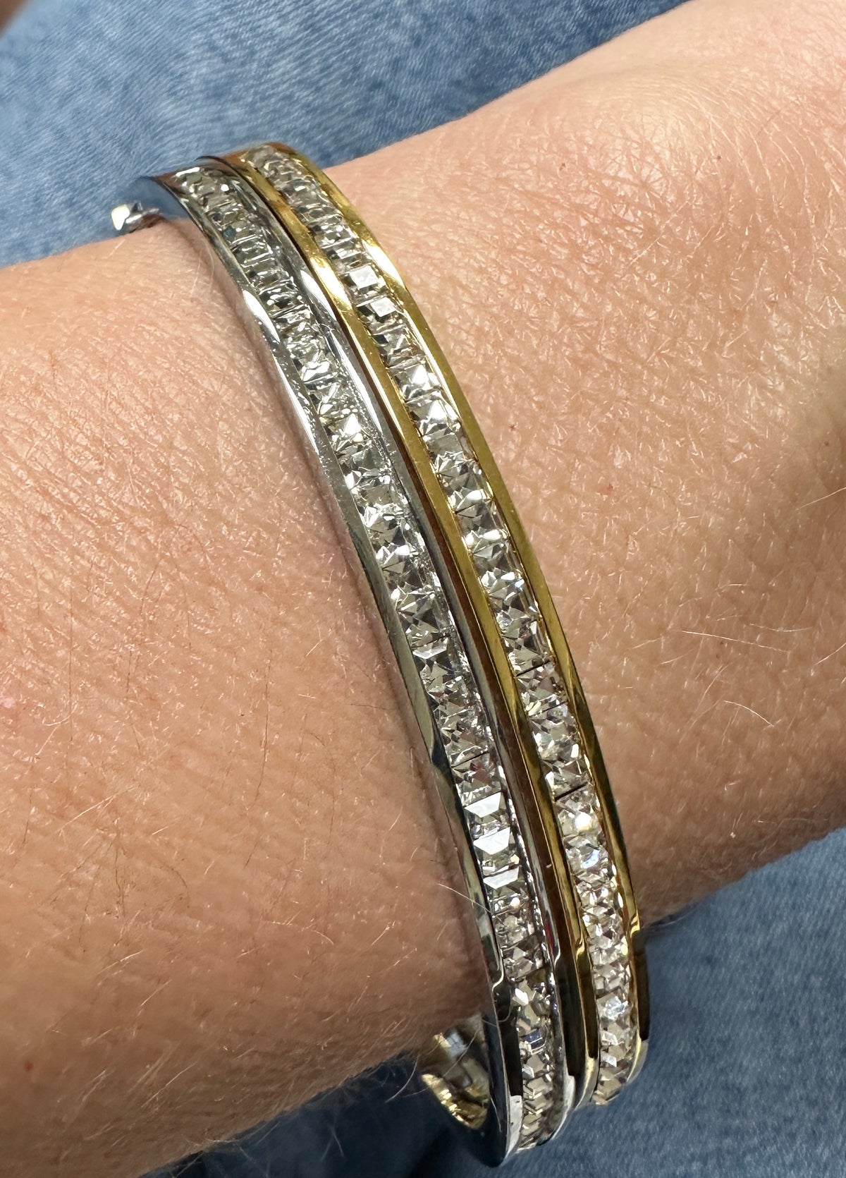 Gold or Silver CZ Bangle Bracelet