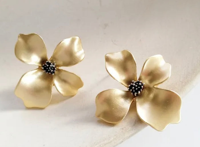 Matte Gold Flower Earrings