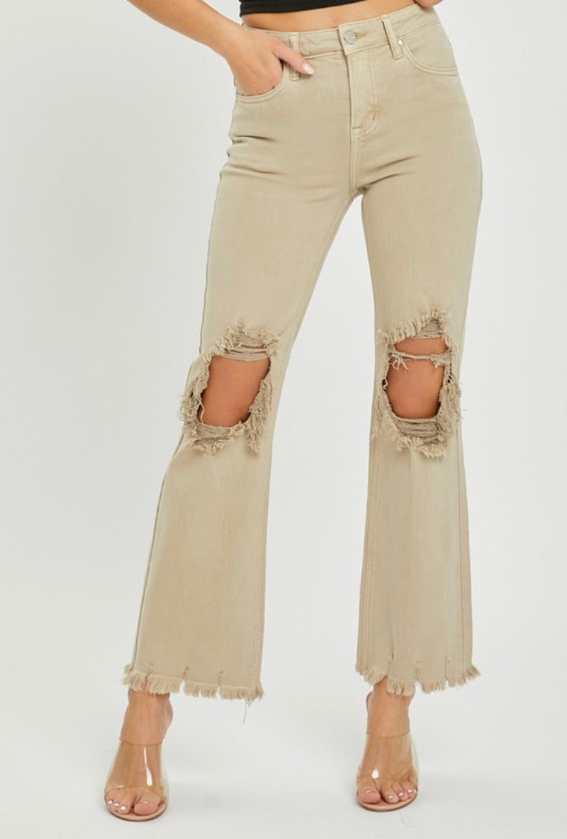 *Available in Store* Sand High Rise Distressed Jeans