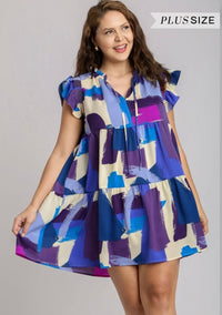 Plus Lilac Short Print Dress