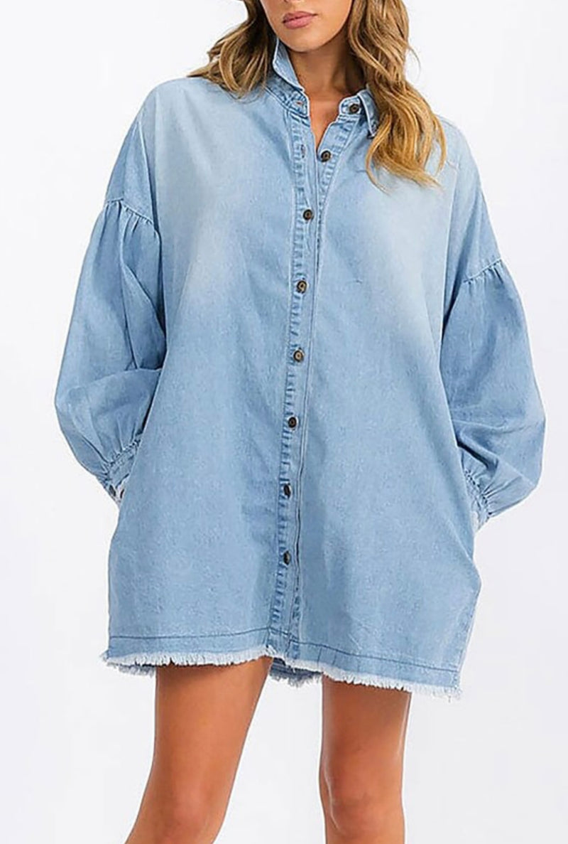 *Available in Store* Juliana Long Sleeve Denim Tunic/Dress