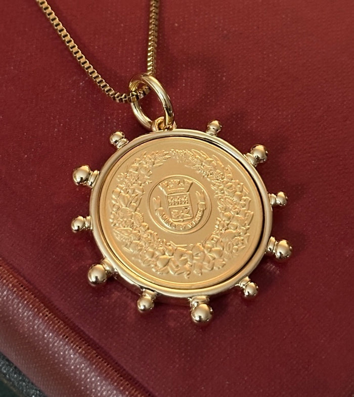 French Horticole Coin Necklace