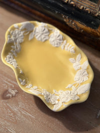Vintage Fluted Yellow Soap Dish/Trinket Dish