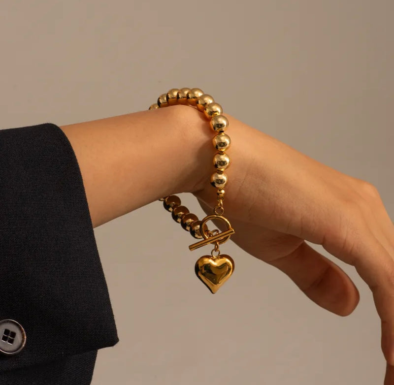 Gold Puffy Heart Bracelet