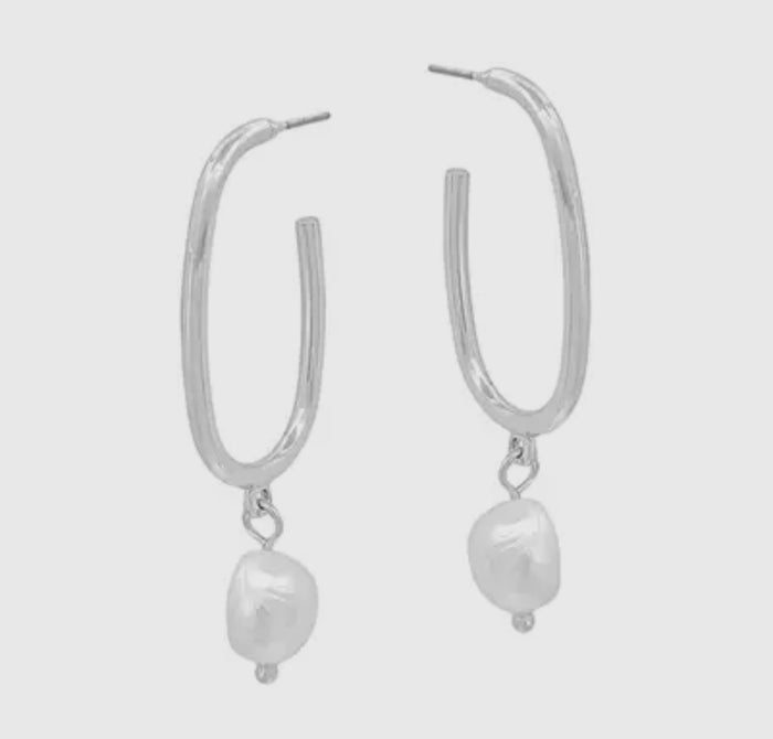 Gold or Silver Hoops with Pearl Earrings