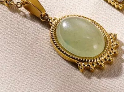 Boho Jade Green Pendant Necklace