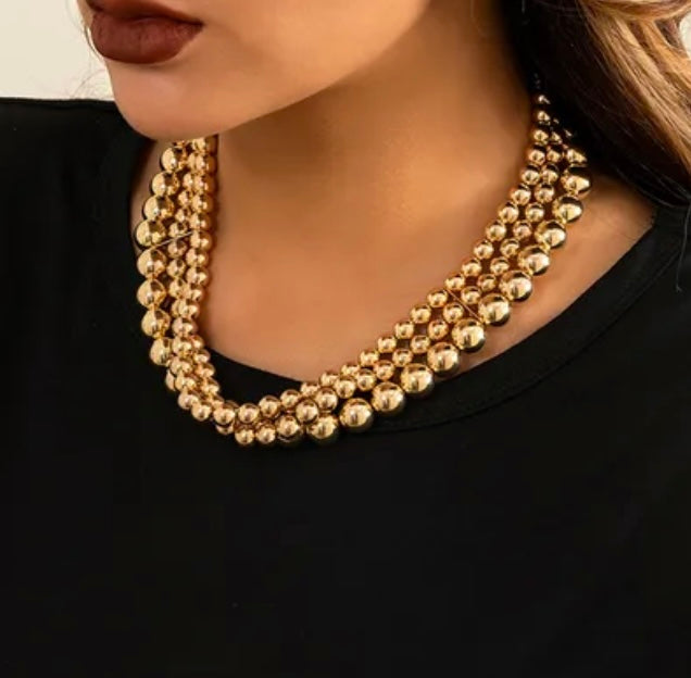 Gold Triple Strand Necklace