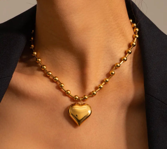 Flat Puffy Heart Necklace (FW10)