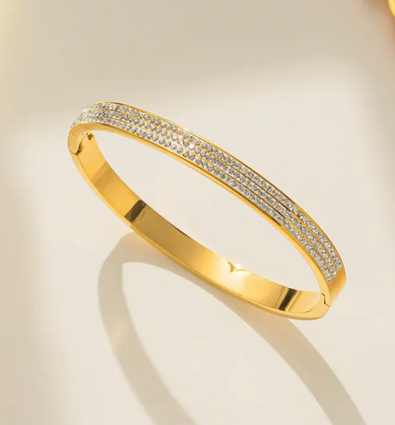 Three Row CZ Bangle Bracelet