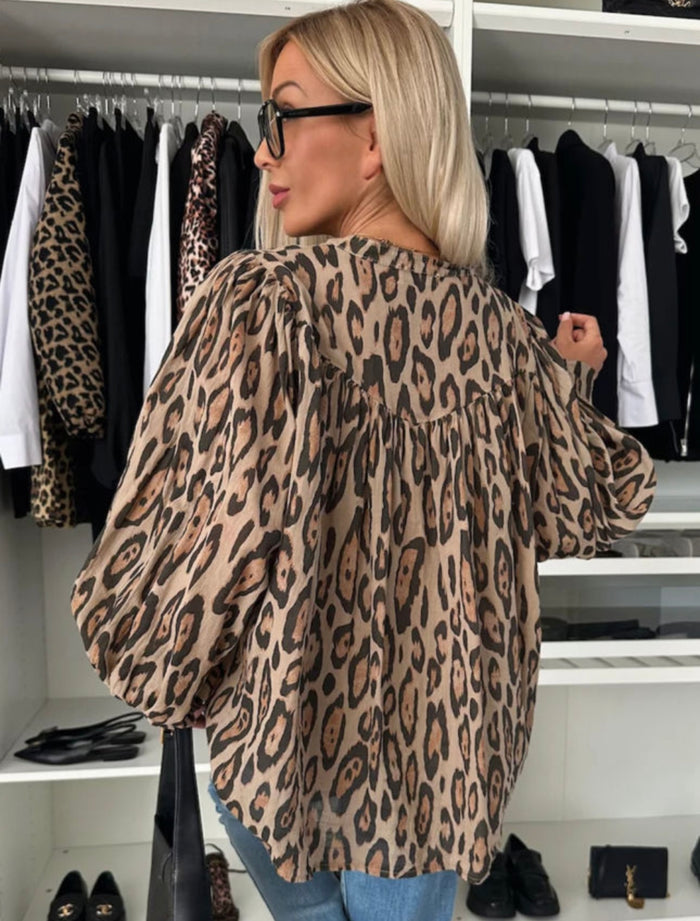 *Available in Store* Oversized Leopard Button Up Blouse