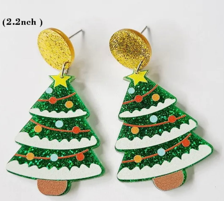 Snowy Christmas Tree Earrings (FW)