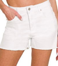 White or Khaki Denim Shorts