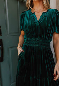 *Available in Store* Taylor Velvet Dress in Emerald