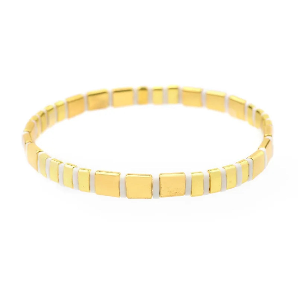 Gold & White Tile Style Bracelet