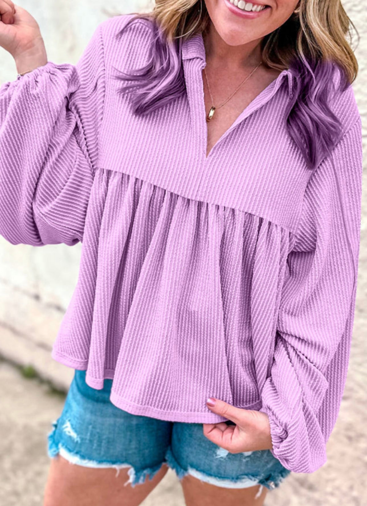 *Available in Store* Dawn Lavender Babydoll Top