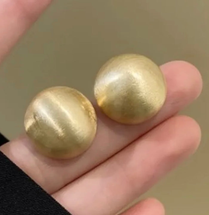 Matte Gold Round Post Earrings