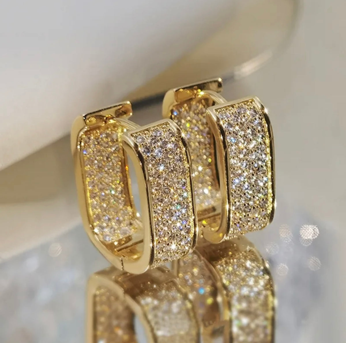 Sparkly Oblong Gold Hoops (FW25)