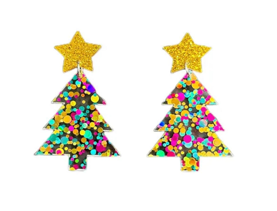 Small Sparkly Christmas Tree Earrings (FW)