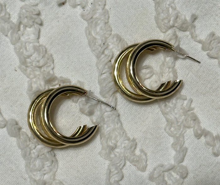 Triple Gold Hoop Earrings