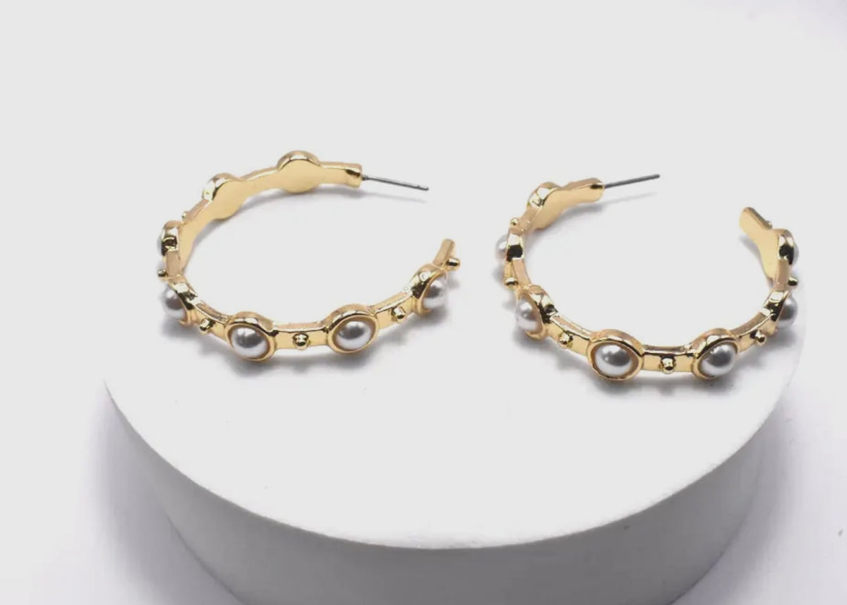 Gold & Pearl Hoops