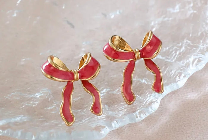 FW Light Pink or Dark Pink Bow Earrings