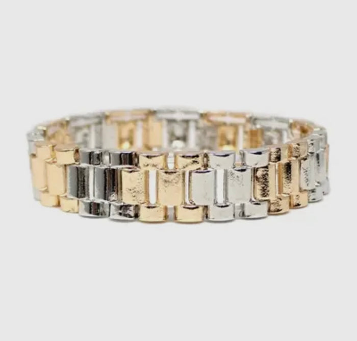 Gold & Silver Watch Band Style Bracelet