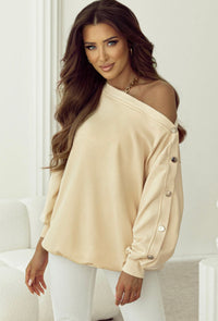 *Arriving Soon!* Beige Snap Shoulder Top