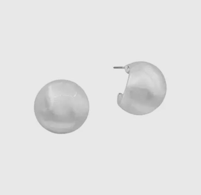 Matte Silver Rounded Post Earrings