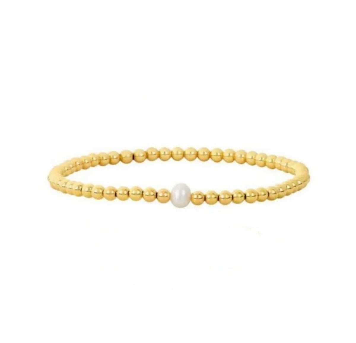 Single Pearl Gold Bead Bracelet