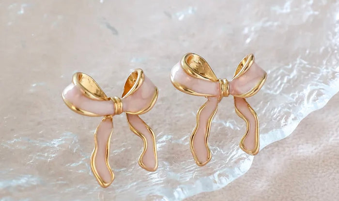 FW Light Pink or Dark Pink Bow Earrings