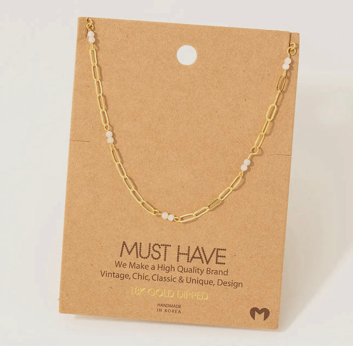 Dainty Chain Link & Bead Necklace
