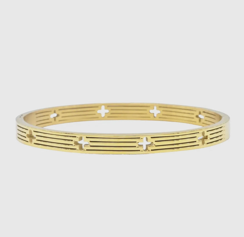 Gold Hinged Cross Bangle