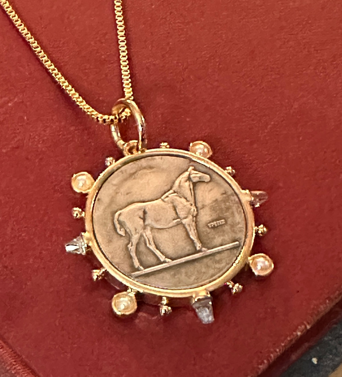 French Horse Coin Necklace
