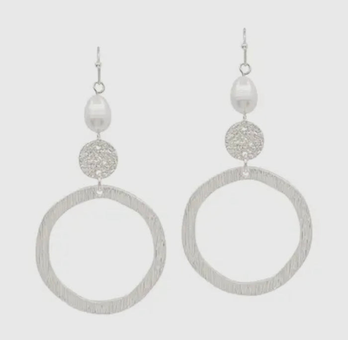 Gold or Silver Open Pearl Drop Earrings