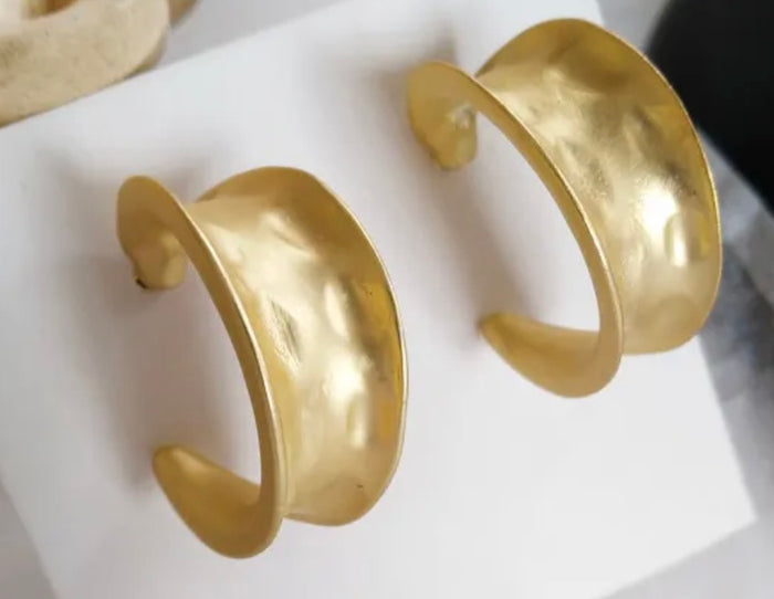 Matte Gold Hoops