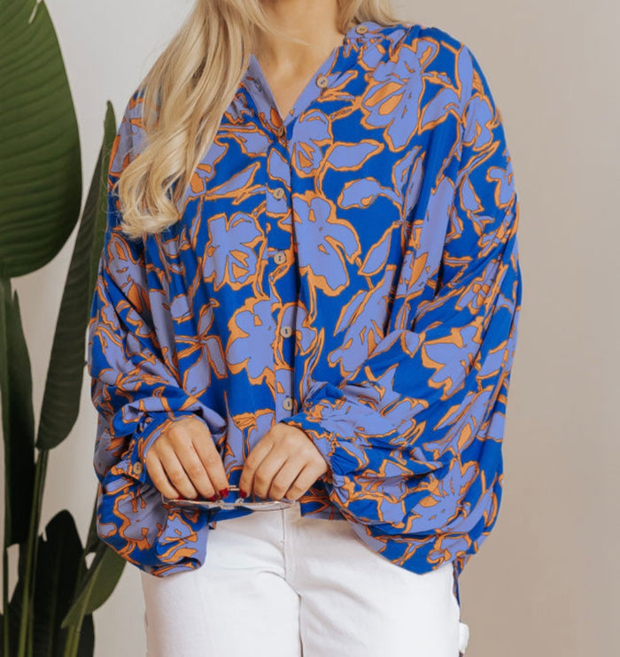 Blue & Orange Blouse