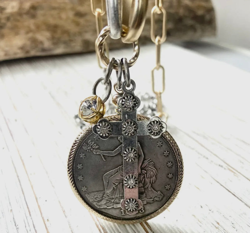 Handmade Mixed Metal Charm Necklace