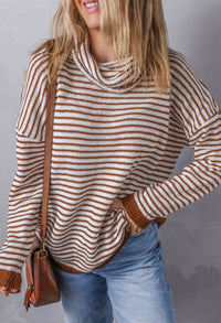 *Available in Store* Brown& White Striped Sweater