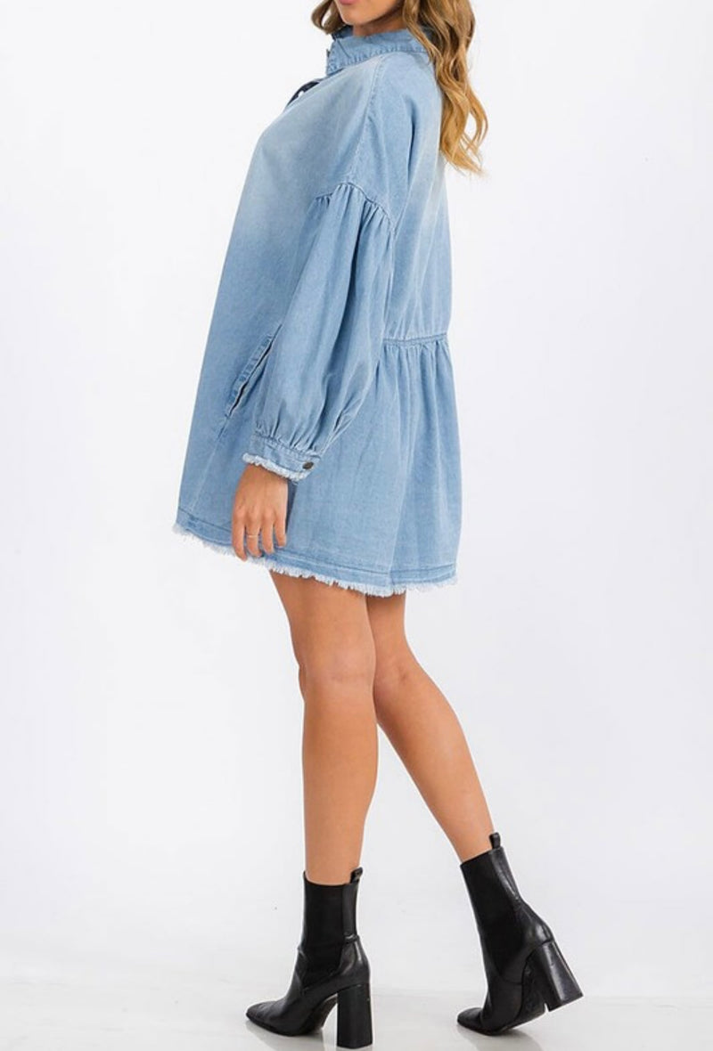 *Available in Store* Juliana Long Sleeve Denim Tunic/Dress