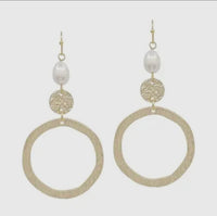 Gold or Silver Open Pearl Drop Earrings