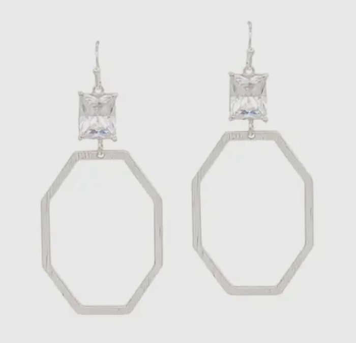 Silver Octagon Earrings
