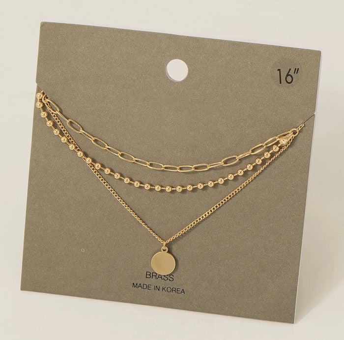 Disc Charm Layered Necklace