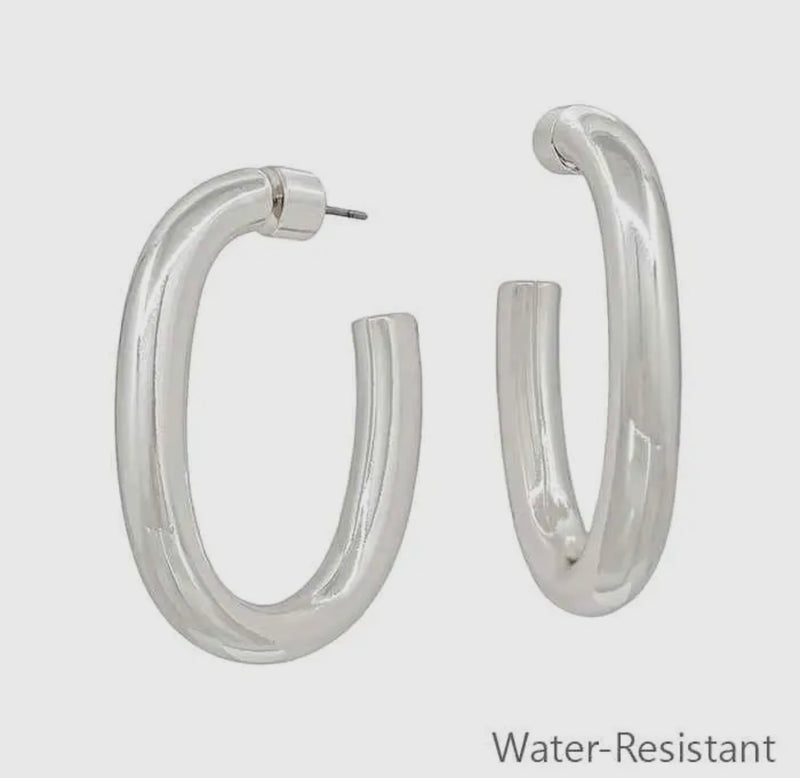 Silver Oval Hoops