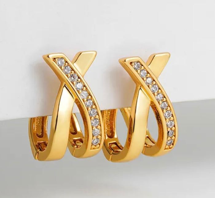 GoldCZ X Earrings