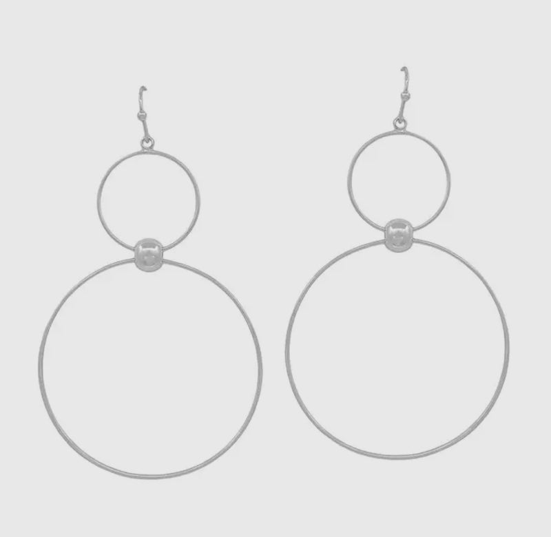 Silver Double Circle Earrings