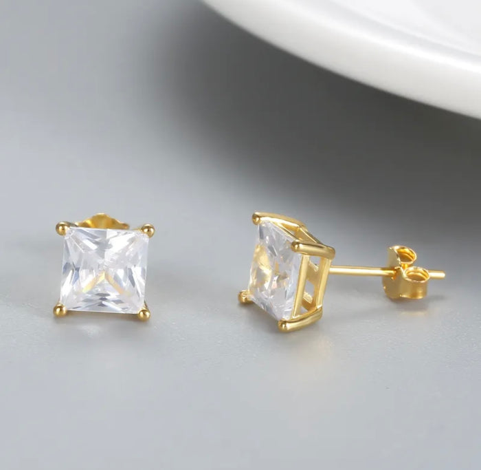 Square Zircon Earring Studs