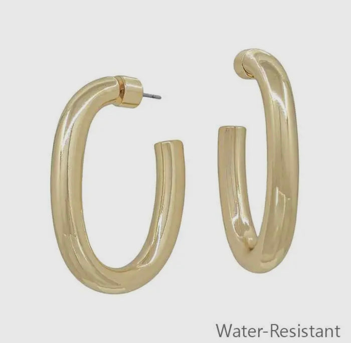 Gold Oval Hoops