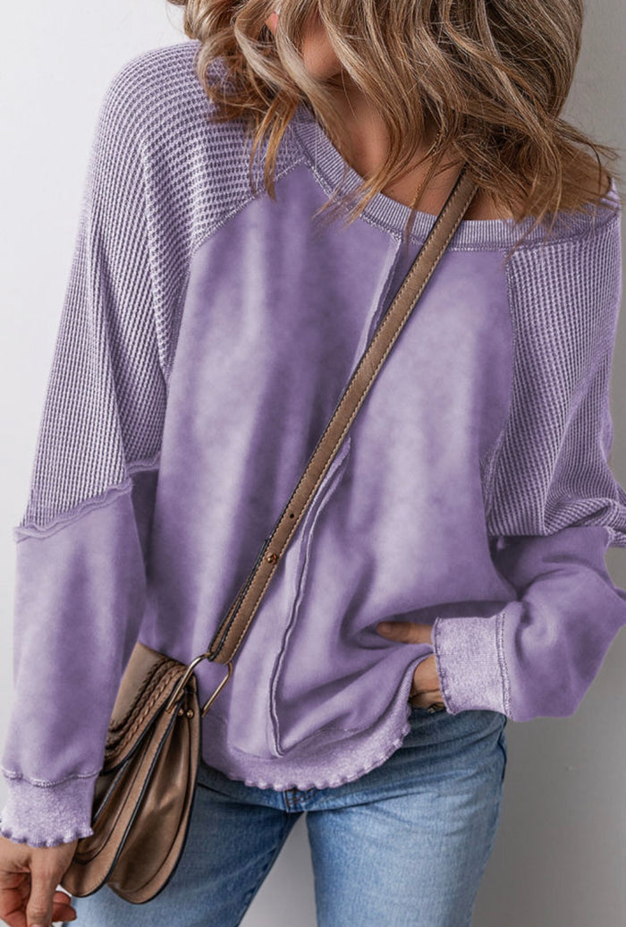 *Arriving Soon* Lavender Waffle Shoulder Sweatshirt